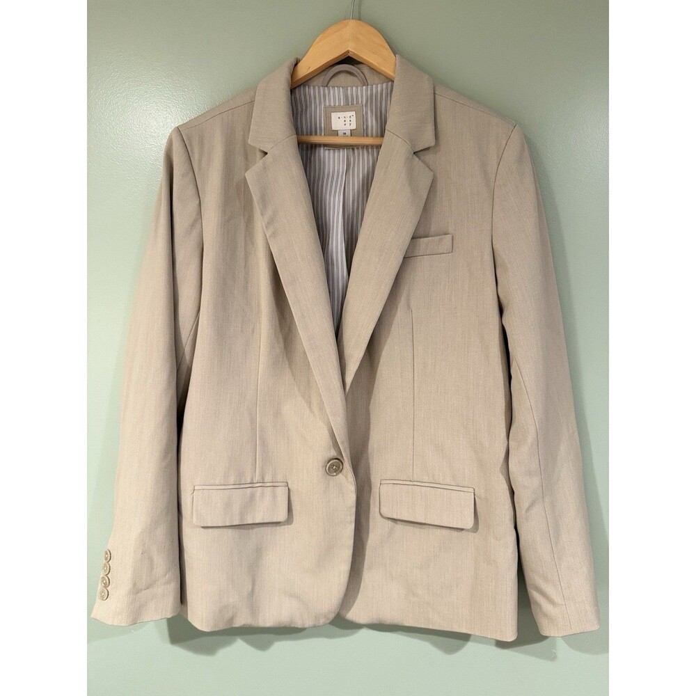 A New Day Women’s Sz 18 Suit Jacket Beige Career Work Business One Button Lined
